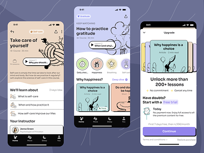 Mindfulness Mobile App (Neubrutalism) UI 3d android android app android app design android app development animation app app source code branding design graphic design illustration logo motion graphics ui
