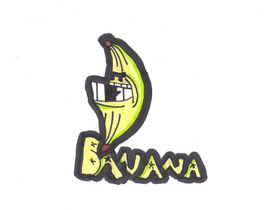 Bananaman banana cartoon character custom typography drawing fat line fruit hand drawn illustration markers outline teeth underbite unibrow yellow