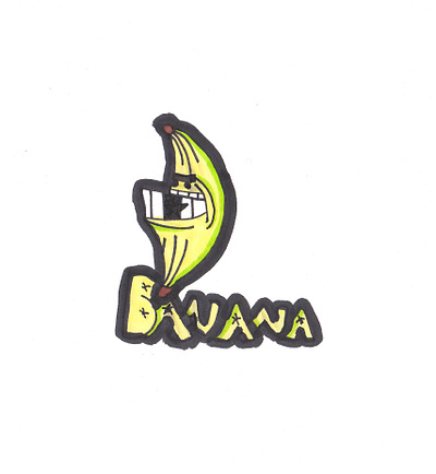 Bananaman banana cartoon character custom typography drawing fat line fruit hand drawn illustration markers outline teeth underbite unibrow yellow