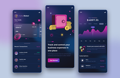 Freelance expense tracker branding fintech graphic design illustrations interaction design user experience user interface ux vector visual design