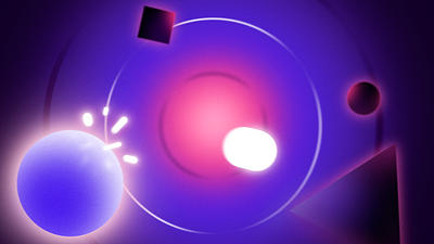 Quick Interaction Animation Of Geometric Primitives 2d after effects animation bouncing design digital fast gif gradient illustration interaction loop motion motion graphics parallax purple retro shapes space spheres