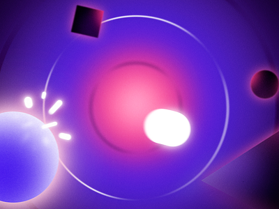 Quick Interaction Animation Of Geometric Primitives 2d after effects animation bouncing design digital fast gif gradient illustration interaction loop motion motion graphics parallax purple retro shapes space spheres