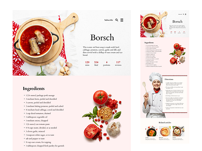Web Article Design | Borsch Recipe article article design borsch culinary graphic design hero page landing page recipe typography ui ukraine ukrainian ux web design