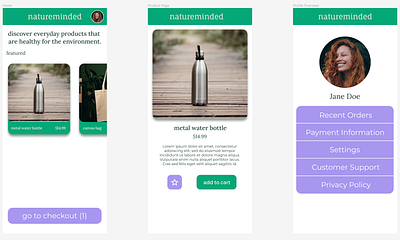 Natureminded - Eco-friendly Products E-commerce app app branding design graphic design ui ux