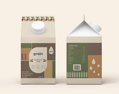 "GRAIN" plant-based milk packaging design branding graphic design illustration milk product vector