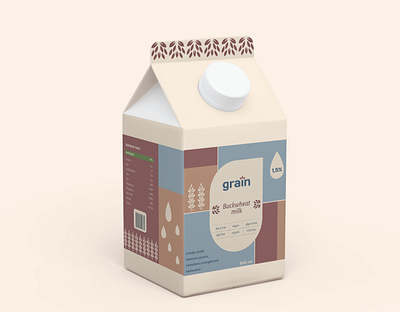 "GRAIN" plant-based milk packaging design branding design graphic design illustration milk organic product vector vegan