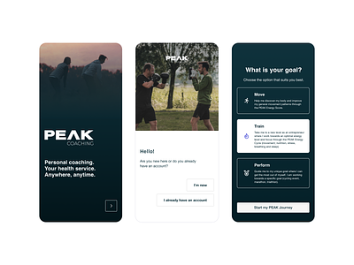 PEAK Coaching — Onboarding app coach coaching design fitness health personal training training ui ux