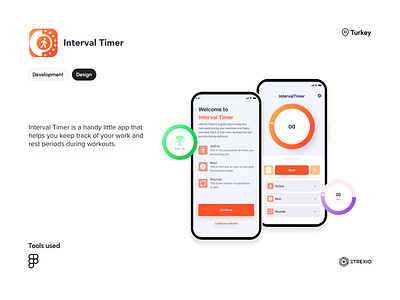Interval Timer workout tracker app design etrexio timer tracker ui ux