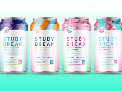StudyBreak Day Drink Pack alcohol badge branding can cpg design mockup packaging seltzer