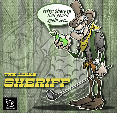 Sketch stories - Links Sheriff cartoon illustration chipdavid cowboy dogwings drawing funny golf illustration sheriff