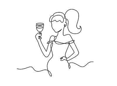 Line art elegant woman animation after effects animation black and white continuou line drawing illustration line drawing lineart linepath linework luxury minimal monoline oneline person single line skerch vector wine woman