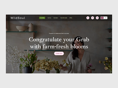 Flower shop design graphic design hero section landing page ui uxui web design