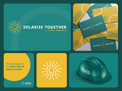 Solarise Together brand branding business card clean energy eco eco friendly energy environment green icon identity logo mark negative space solar sun type yellow