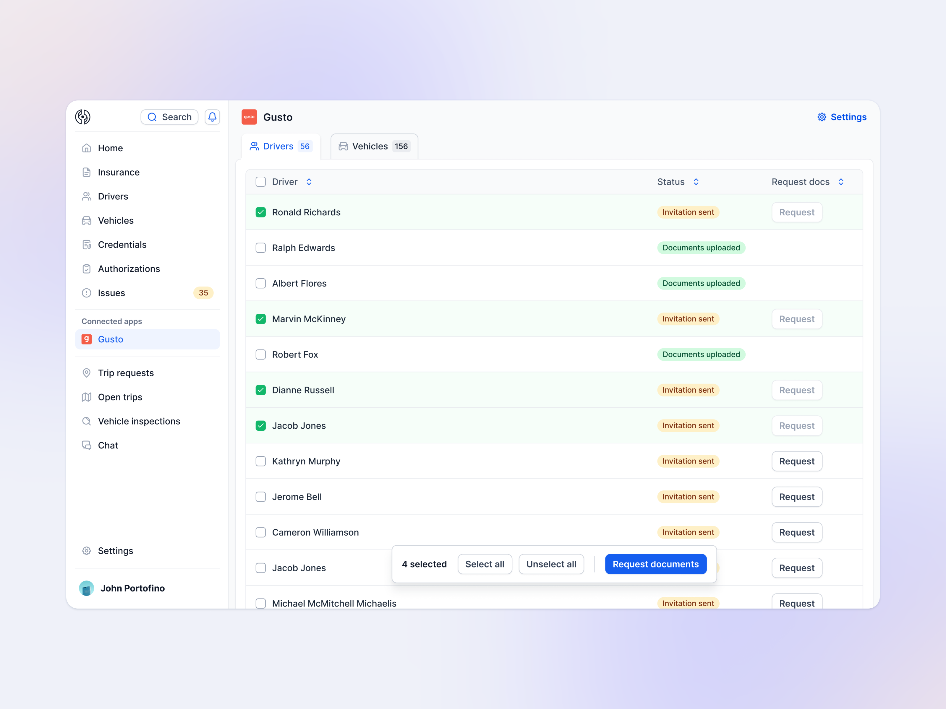 Table select apollo compliance compliance process complicore crm dashboard floating bar floating select gust app gusto hr tool hubspot linear linear app request documents salesforce select row table table pattern table select