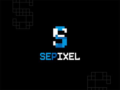 Sepixel Logo Design 3 color black blue brand logo branding dark digital art flat design graphic design illustration logo logo show case minimalism pixel pixel art s sepixel vector white