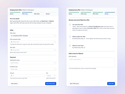 Sending offer compliance complicore contract crm employment employment offer hr tool job builder job offer offer process recruiting recruitment send doc send document send offer send template step by step template upwork