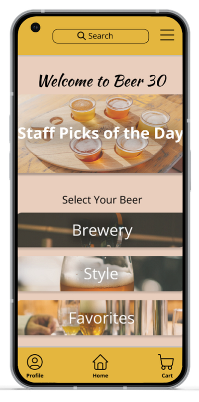 Specialized Mobile App for a local beer garden design ui ux