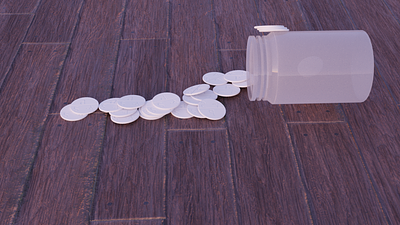 Pills outside drug bottle blender3d medical design medical product