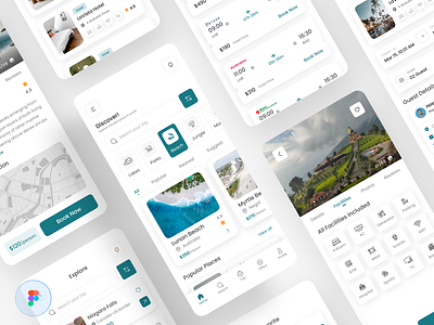 Travel UI Kit Design app booking app branding design graphic design mobile app mobile design tour app tourguideapp travel travel agency travel app travel design travel ui travelapps travelblogger travellikealocal ui ux vector