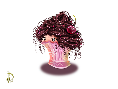 Cher Muffin book illustration character characters cherries cherry chocolate curls curly hair female flowers girl illustration muffin muffins pink sweet