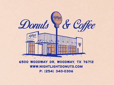 Nightlight Donuts & Coffee antique building cafe coffee coffee shop donut donuts illustration matchbook retro vintage