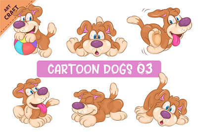 Set of Cartoon Dogs 03. adorable