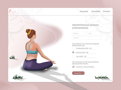 Prototype for a yoga form affinity designer design drawing figma figma design ui form formulaire graphic design illustration illustration femme illustration woman inscription meditation meditation woman page form prototype vector website yoga