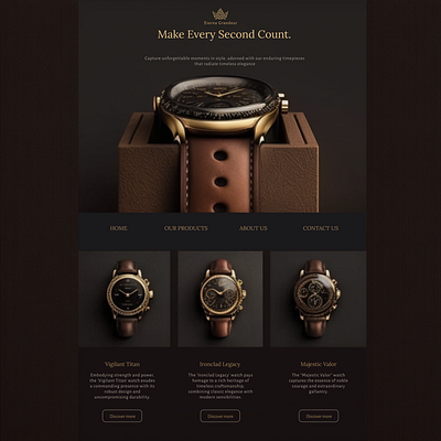 Dark-themed Website Design for Luxury Watch Brand brand identity branding design graphic design luxury ui ux website website design