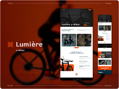 Lumière e-Bikes | Homepage Design bike clean design electric figma mockup modern product image tech ui web design webflow