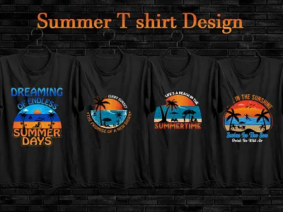 Summer T shirt Design adventure camping clothing design fashion graphic design happy hot illustration outdoor printing summer summerday summerfeel summertime sunset tshirt typography vector weather