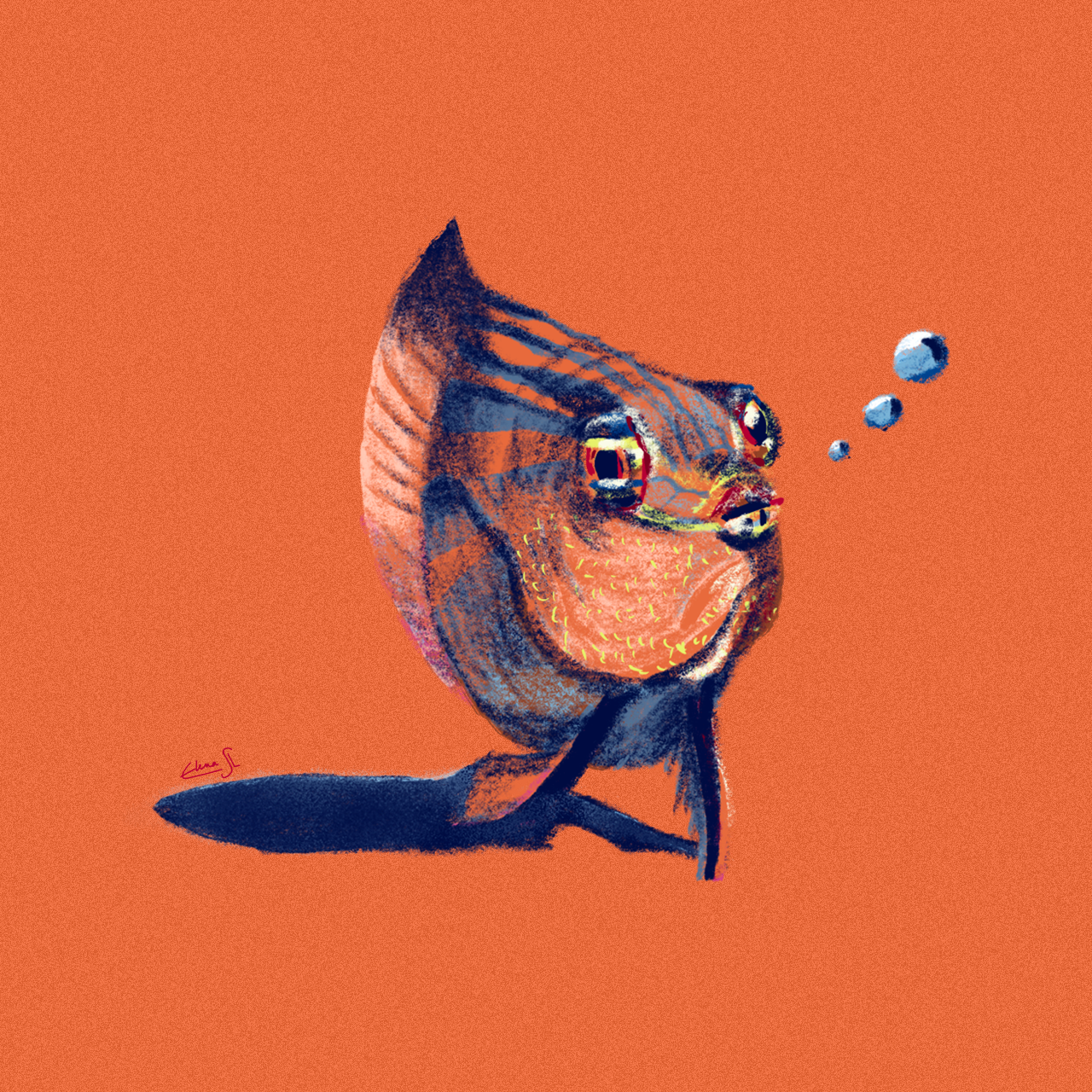 Blub Blub 2d animal animal illustration bubbles cartoon character illustration colorful colours digital illustration fish fish illustration illustration noise illustration oreange procreate procreate illustration vector illustration