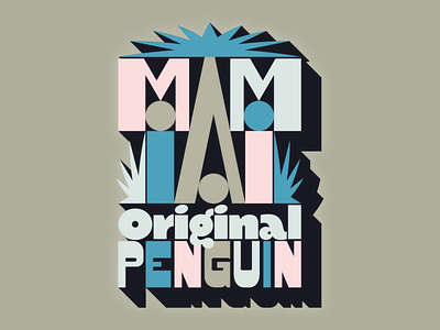 Miami Penguin art deco beach custom type leaves lettering miami palm palm tree penguin type vacation vintage