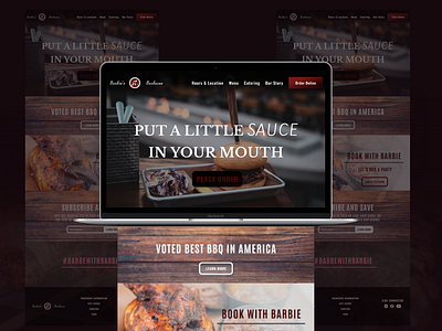 Barbie's Barbecue Restaurant Homepage/Menu Page bold design figma food graphic design restaurant