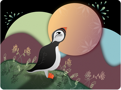 Le macareux joyeux affinity designer colorful design drawing graphic design illustration macareux moon puffin ui vector