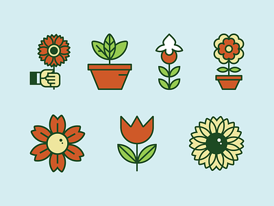 Spring Icons branding design every meal flora flowers graphic design iconography icons illustration ladys slipper malley design monoline plants spring tulip vector