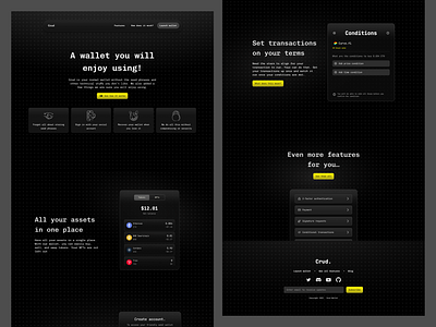 Landing page for crud app blockchain dark mode design landing page ui ux web3