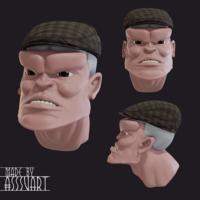 Cab driver's head 3d blender cartoon character design concept art design sculpting taxi