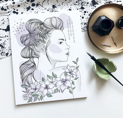 Flower Boho Portrait 🌺 boho design flowers illustration portrait