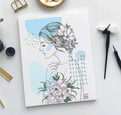 Flower Boho Portrait 🪷 design flowers illustration portrait