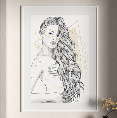 Zodiacal Woman in Constellation 🌟 design illustration portrait zodiac