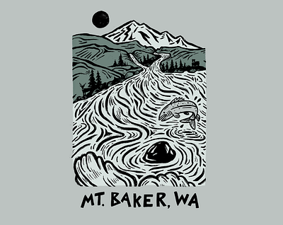 Mount Baker graphic design hand drawn typography