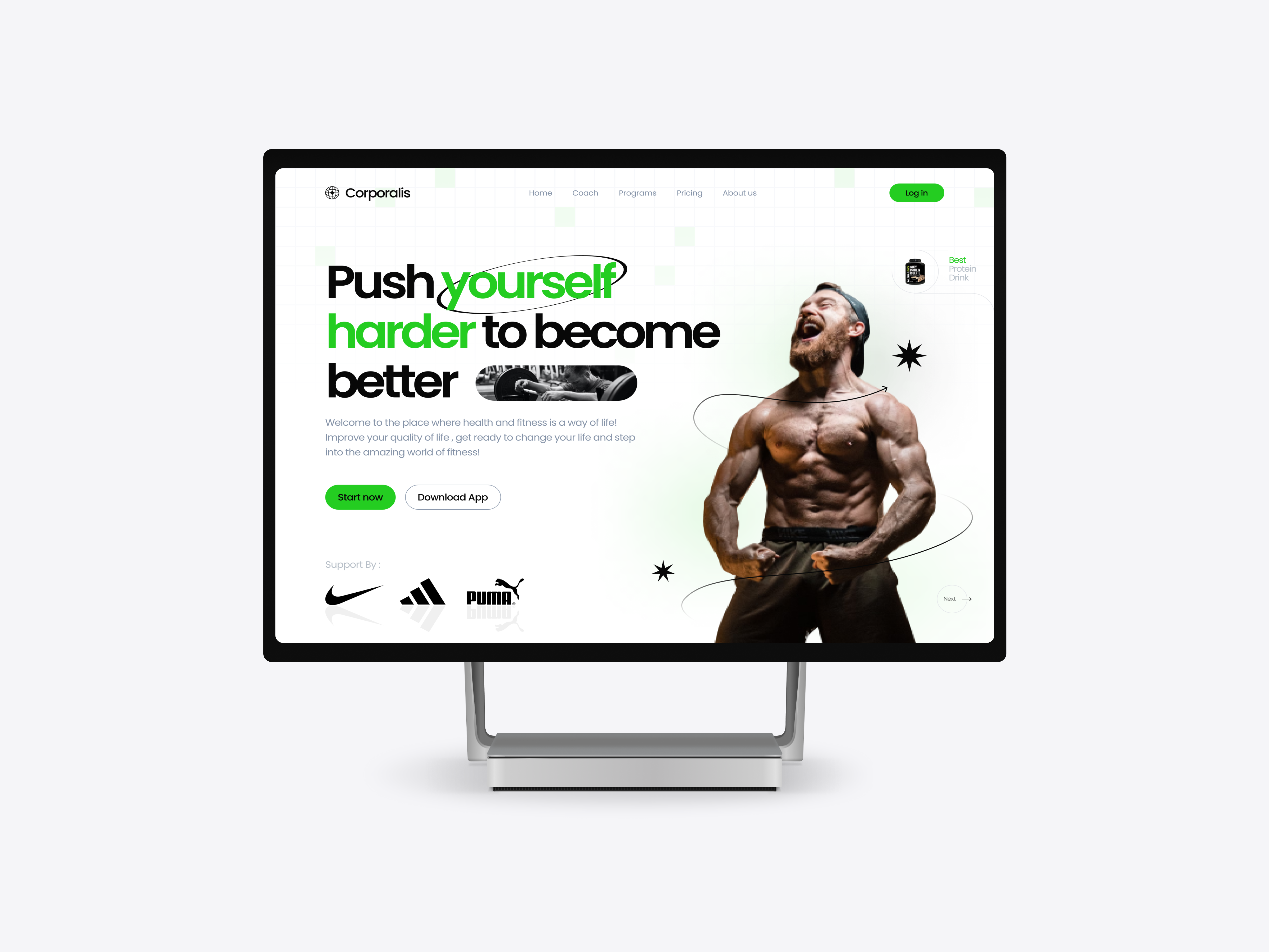 Fitness - Hero section by Ghiyan💎 for Norch Studio on Dribbble