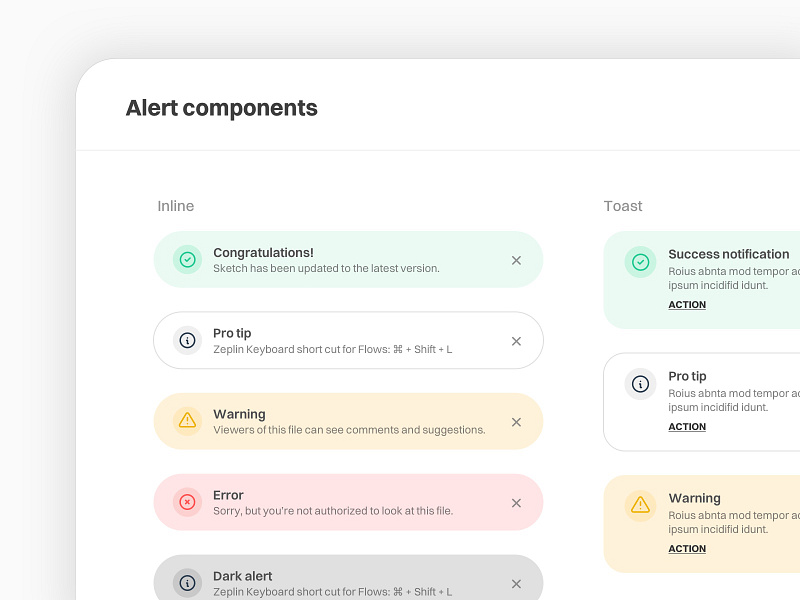 📣 Alert Components app blank design enterprise icon inara sketch startup system ui uikit ux