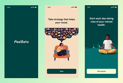 FeelBeta app design gratitude landing page meditation mood social media ui ux