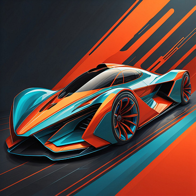 A Vibrant and Colorful illustration of Super Car cutting edge technology
