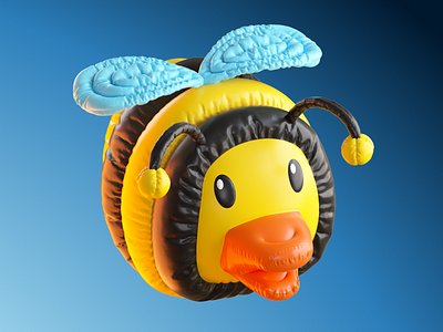 DUCKHEAD - Bee 3d cgi cloth simulation duck inflatable nft pfp rubber toy