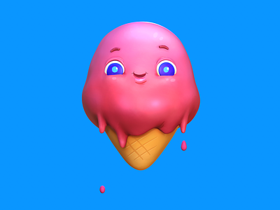 quick icecream render 3d cartoon character game art ice cream icon illustration ipad procreate summer video game