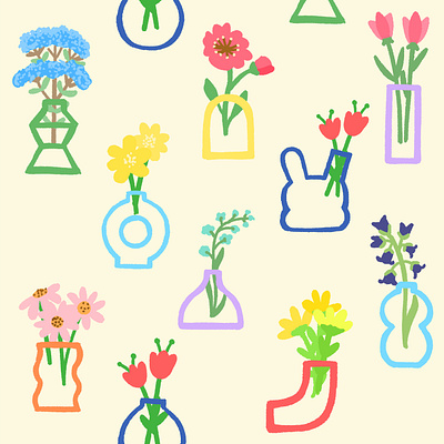 Flower, a great addition to any house drawing flower flowers illust illustration jormation pattern rabbit vase vases