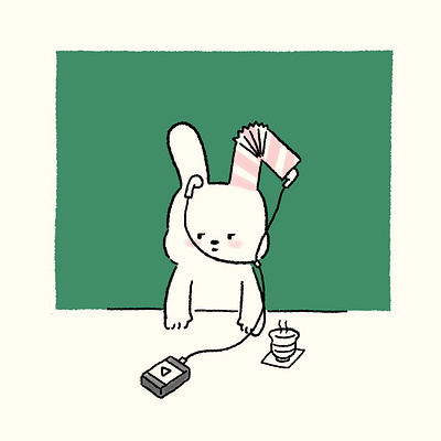 Wireless earphones it is.. bunny cartoon character design digital art digital illustration drawing earphones illust illustration jormation pynn rabbit