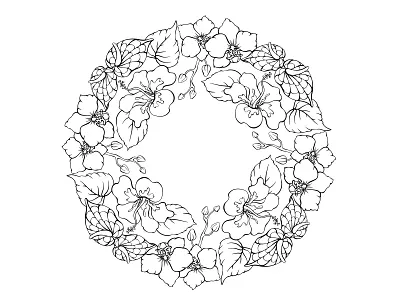 Mandala from the set “Little Cozy Town” Coloring pages. Vector. linear